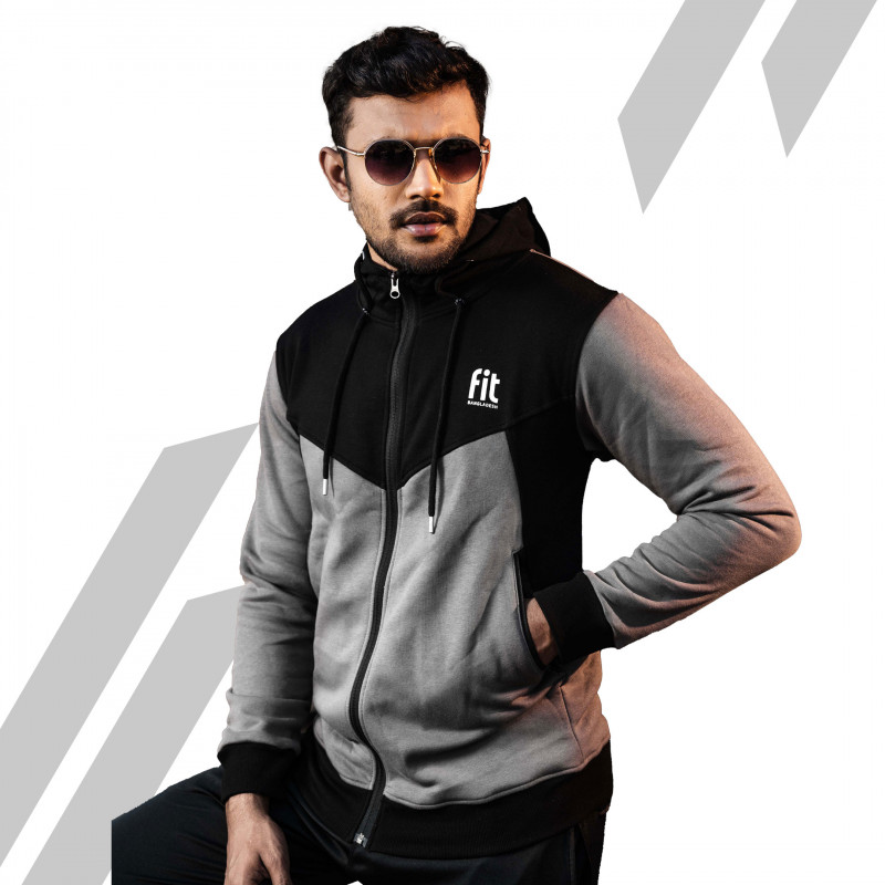 Fit Bangladesh Hoodie - Zipper | Black & Grey